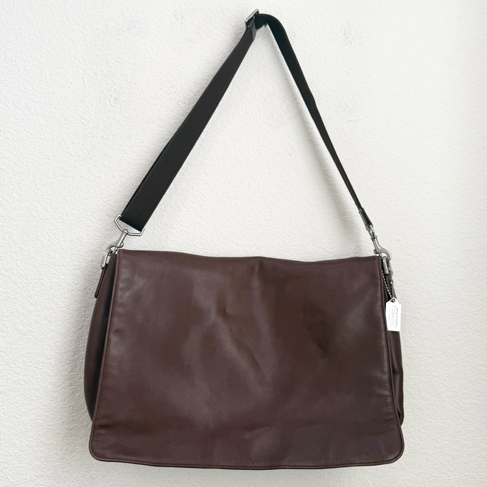 Vintage COACH 5216 Brown Glove-tanned Leather Legacy Flap Messenger Briefcase